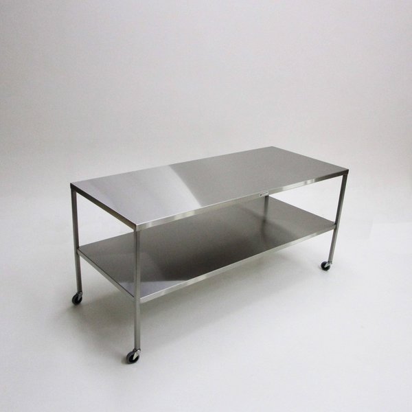 SS Instrument Table with Shelf 30” W x 60” L x 34” H, Midcentral Medical, Mfr#: MCM306034SHCA